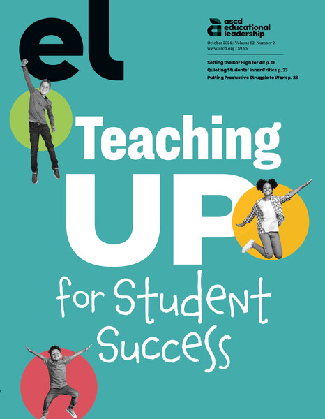 Magazine cover titled 'Teaching Up for Student Success' featuring a teal background with 3 kids jumping up happily