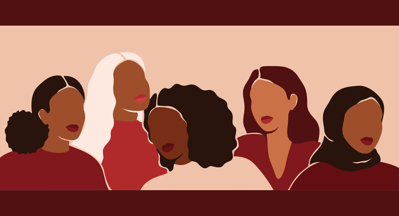 An illustration of five Black women educators looking in various directions
